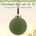 Liliful Velvet Christmas Balls Ornaments Green 3.15 Inch 15 Pcs by Deal US