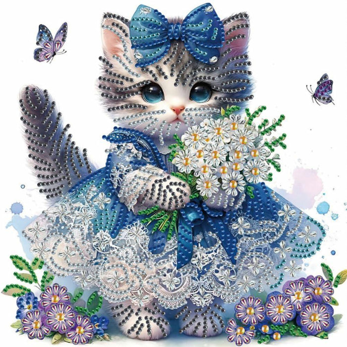 WSLWXSHM 5D Cat Diamond Art Kit 12x12in Crystal Rhinestones Animal by Deal US