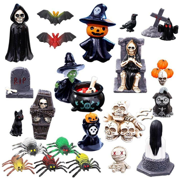 Halloween Mini Figurines 32 Pcs Resin Ornaments Miniature Garden Decor by Deal US