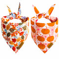 THLOH Fall Dog Bandanas 2 Pack Reversible Pumpkin Leaf Orange Large by Deal US