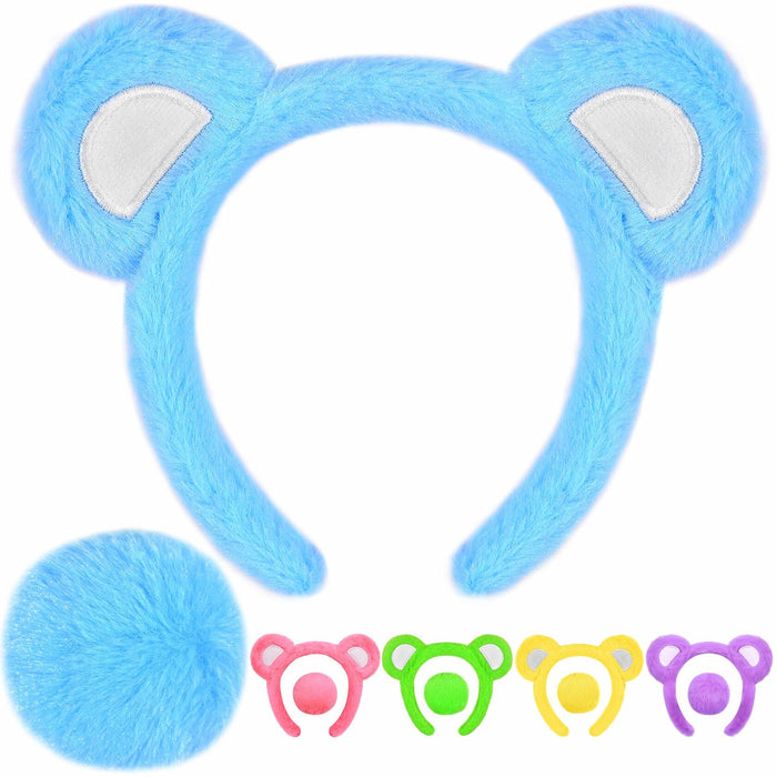 MUKOSEL Bear Ears Headband & Tail Set Animal Costume Blue Standard Size by Deal US