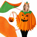HEYFIZZ 3 PCS Pumpkin Costume Poncho Set Halloween Orange Size Adult by Deal US