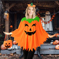 HEYFIZZ 3 PCS Pumpkin Costume Poncho Set Halloween Orange Size Adult by Deal US