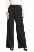 Bamans Wide Leg Dress Pants High Elastic Waist Curvy Women Black Size S by Deal US