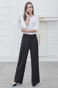 Bamans Wide Leg Dress Pants High Elastic Waist Curvy Women Black Size S by Deal US