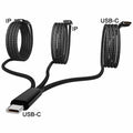 Wosixima USB-C 3-in-1 Charging Cable 4ft Black for iPhone 16/15 Pro Max Samsung by Deal US