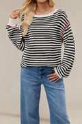 Koimcuiy Womens Striped Oversized Sweater Boat Neck Lightweight White&White XL by Deal US
