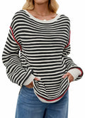 Koimcuiy Womens Striped Oversized Sweater Boat Neck Lightweight White&White XL by Deal US