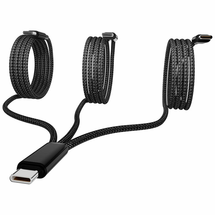 Wosixima USB-C 3-in-1 Charging Cable 4ft Black for iPhone 16/15 Pro Max Samsung by Deal US