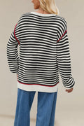 Koimcuiy Womens Striped Oversized Sweater Boat Neck Lightweight White&White XL by Deal US