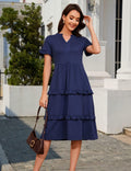 DRESSTELLS Womens Casual Ruffle V Neck Midi Dress Ivory Size M by Deal US