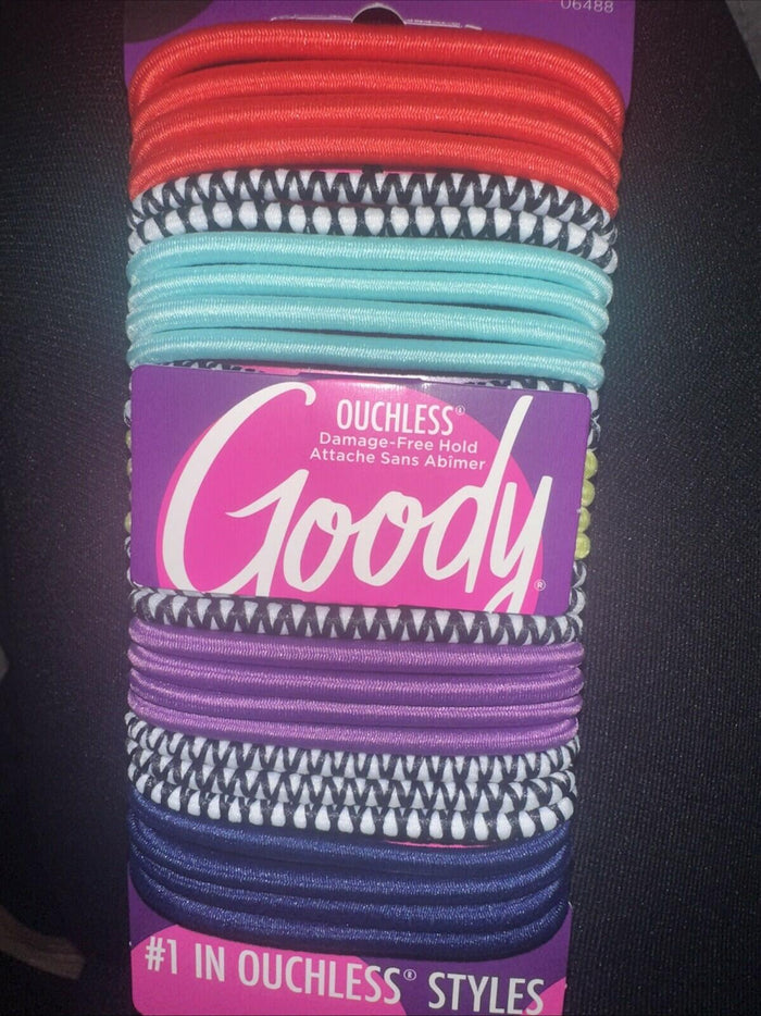 Goody Ouchless Elastic Ponytail Holders Multi Neon Colors Black White 30 Ct by Deal US