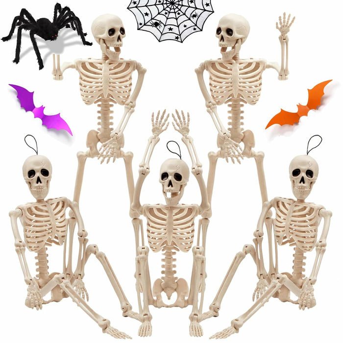 GONOSEED 5PCS 16in Posable Halloween Skeletons Hanging Decor Plastic by Deal US