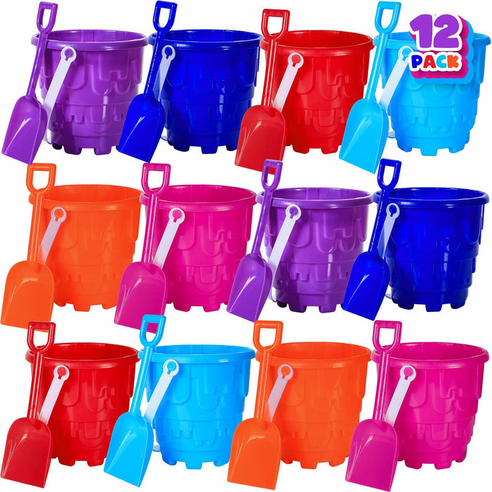 ArtCreativity 6" Sand Castle Buckets & Shovels Set 12 Pails 12 Shovels by Deal US