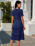 DRESSTELLS Womens Casual Ruffle V Neck Midi Dress Ivory Size M by Deal US