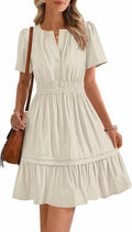 DRESSTELLS Womens Casual Ruffle V Neck Midi Dress Ivory Size M by Deal US