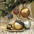 Relaxgiant 12 Pcs Neutral Brown Grey Matte Glass Christmas Ornaments 4in 2.36in by Deal US