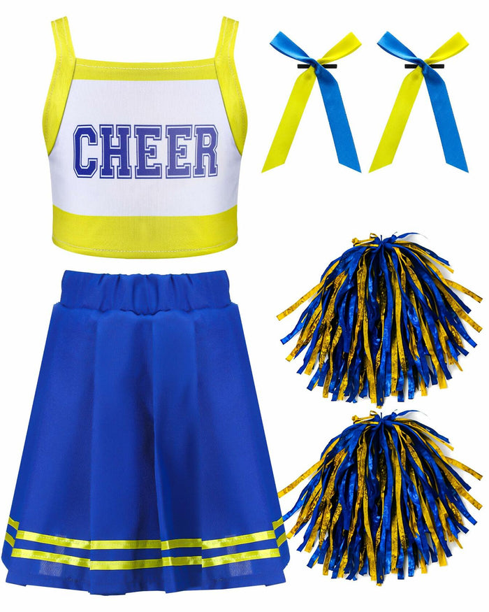 JenPen Cheerleader Dress Crop Top Skirt Bow Hair Rope Halloween Costume Size S by Deal US
