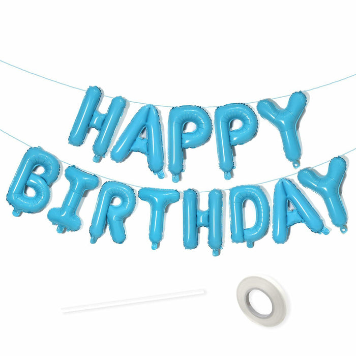 VHUWE 16in Pearl Blue Happy Birthday Balloon Banner Nylon Party Decor by Deal US