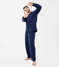 DAVID ARCHY Mens Waffle Pajamas Set Notched Collar Winter Sleepwear Blue XXL by Deal US