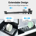 TOOCA BEAR Expandable Small Dish Drying Rack with Cutlery Holder Gray by Deal US