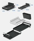 TOOCA BEAR Expandable Small Dish Drying Rack with Cutlery Holder Gray by Deal US