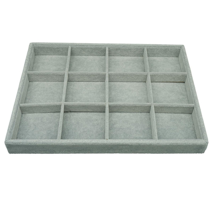 AIRZSNRY Large Velvet Jewelry Tray Drawer Organizer 12 Grid Grey by Deal US