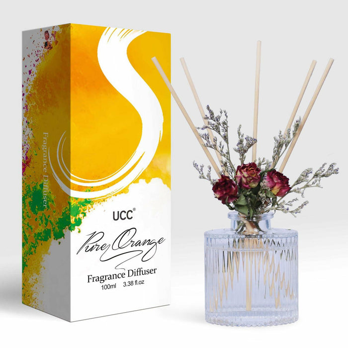 UCC Reed Diffuser Set 3.38oz Pure Orange Scented Glass Home Fragrance by Deal US