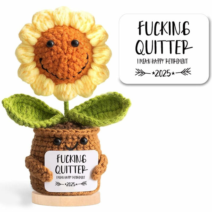 ZCLOMOLC Happy Retirement Gifts Sunflower Crochet Doll Decoration Yellow by Deal US
