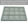 AIRZSNRY Large Velvet Jewelry Tray Drawer Organizer 12 Grid Grey by Deal US