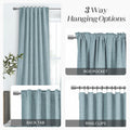 PANGSINNE 63in Blackout Linen Curtains 2 Panels Dusty Blue 52x63in by Deal US