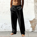 domirica Men's Casual Linen Sweatpants Drawstring Waist Black Size M by Deal US