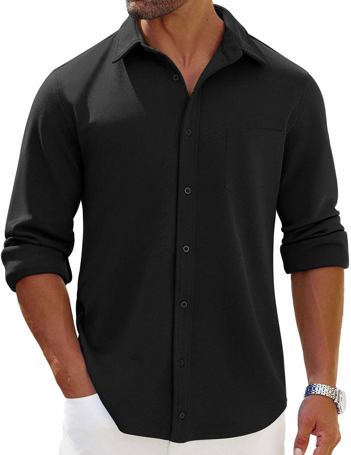 COOFANDY Men's Button Down Shirt Long Sleeve Pocket White Size XXL by Deal US