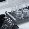 TOOCA BEAR Expandable Small Dish Drying Rack with Cutlery Holder Gray by Deal US