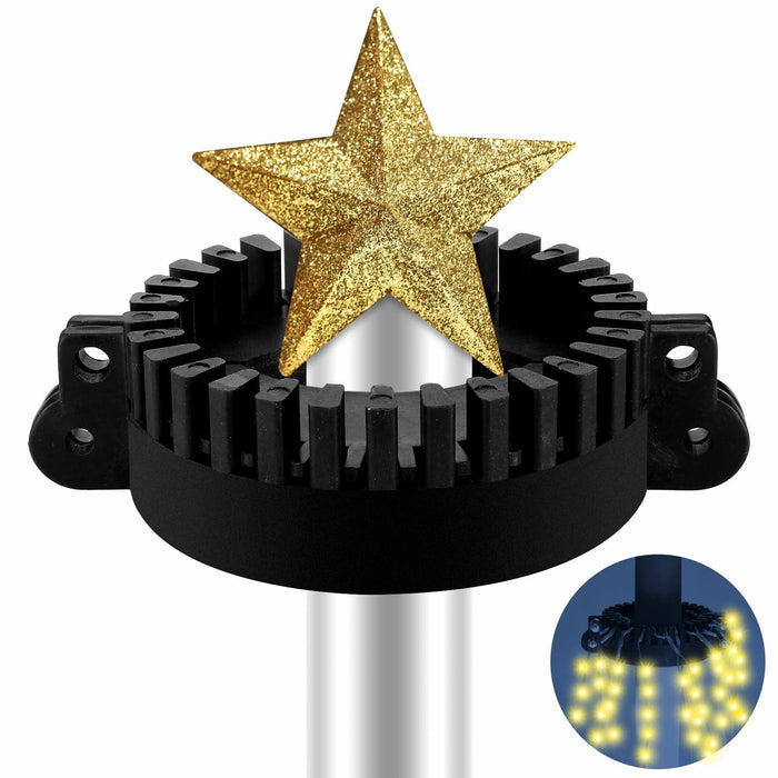 Menkxi Christmas Tree Flag Pole Mega Topper Light Hook Gold 7x5x1.75 Inch by Deal US