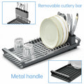 TOOCA BEAR Expandable Small Dish Drying Rack with Cutlery Holder Gray by Deal US