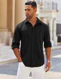 COOFANDY Men's Button Down Shirt Long Sleeve Pocket White Size XXL by Deal US