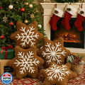 HunnmingRe 4 Pcs Christmas Snowflake Plush Throw Pillows Caramel Color by Deal US