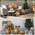 HunnmingRe 4 Pcs Christmas Snowflake Plush Throw Pillows Caramel Color by Deal US