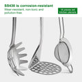 StnKitchExplor Stainless Steel Utensil Set 28 Pcs Cooking Tools Silver Holder by Deal US