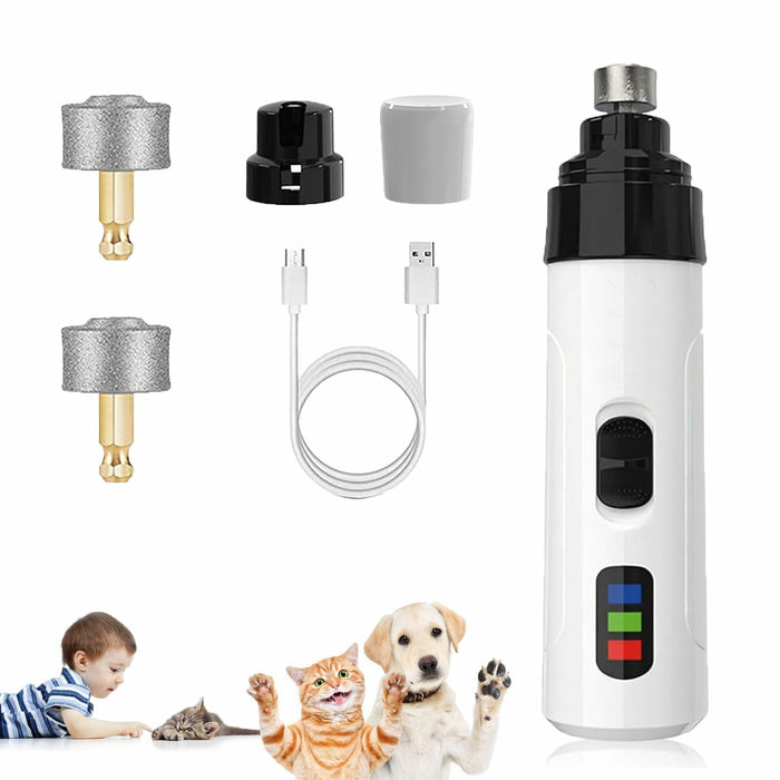 Generic Nail Grinder for Dogs Rechargeable USB LED Light 3 Speeds 1+2 Heads by Deal US
