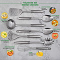 StnKitchExplor Stainless Steel Utensil Set 28 Pcs Cooking Tools Silver Holder by Deal US