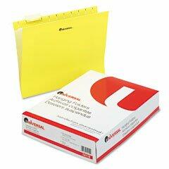 Universal Hanging File Folders 1/5 Tab Letter Yellow 25/Box Case of 8 by Deal US