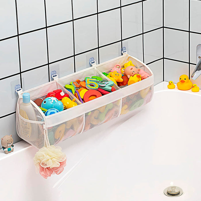 Austion 3 Compartment Horizontal Bath Toy Organizer Large White Mesh by Deal US