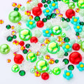 MYYKO 160g Christmas Flatback Rhinestones Half Pearls Mix Size 3-10mm Red Green by Deal US
