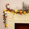 HUZIYAHAN 9FT Christmas Mistletoe Garland with 30 LED Lights Red Berry by Deal US