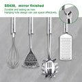 StnKitchExplor Stainless Steel Utensil Set 28 Pcs Cooking Tools Silver Holder by Deal US