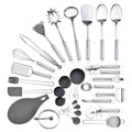 StnKitchExplor Stainless Steel Utensil Set 28 Pcs Cooking Tools Silver Holder by Deal US