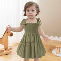 Neutocd Toddler Girls Sleeveless Summer Dress Solid Green Size 5-6 Years by Deal US