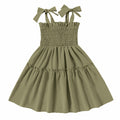 Neutocd Toddler Girls Sleeveless Summer Dress Solid Green Size 5-6 Years by Deal US